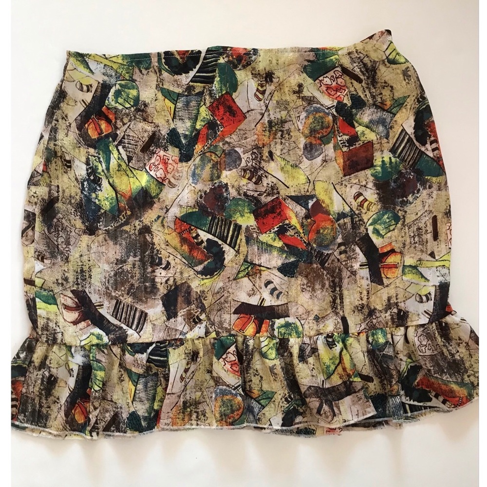 Pretty Little Thing Multicolored Ruffled Bottom Mini Skirt Size 10 - Picture 2 of 8